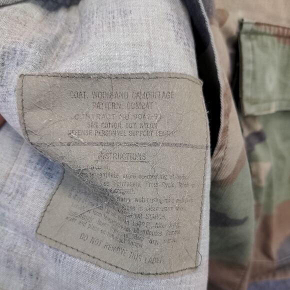 U.S. Army Woodland Camouflage Pattern Combat Coat Size M-Long Cotton Nylon Blend - Picture 16 of 16